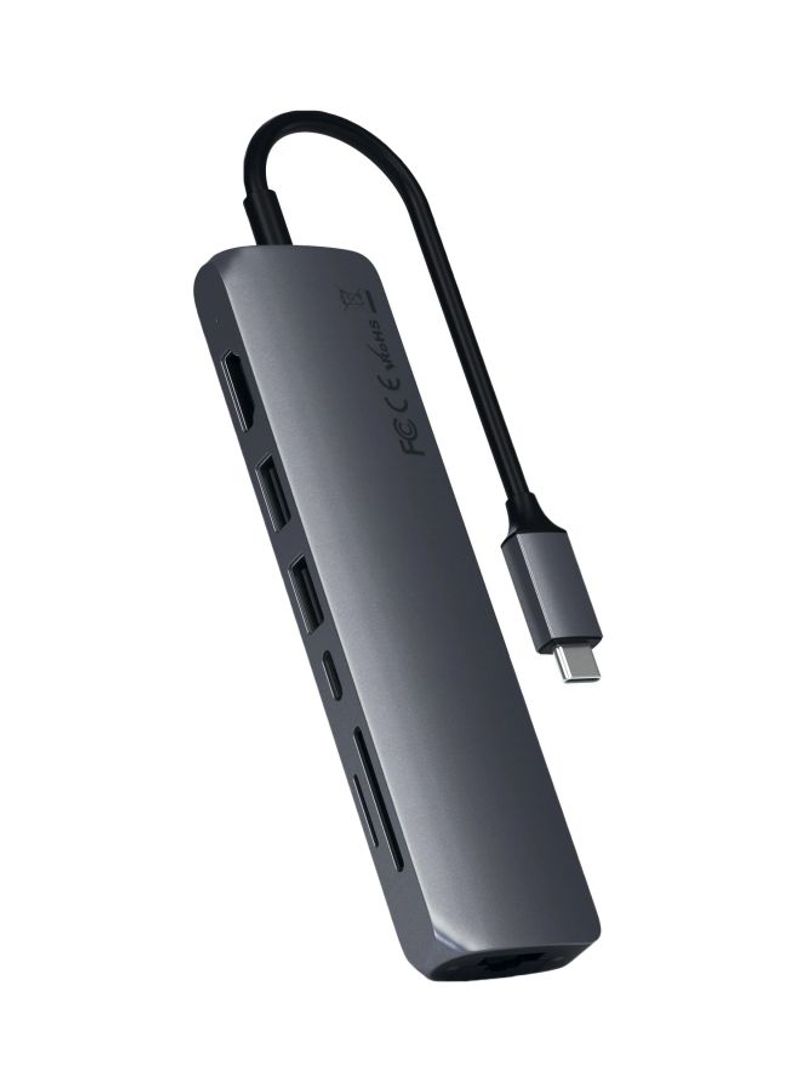Type-C Slim Multiport With Ethernet Adapter Space Grey