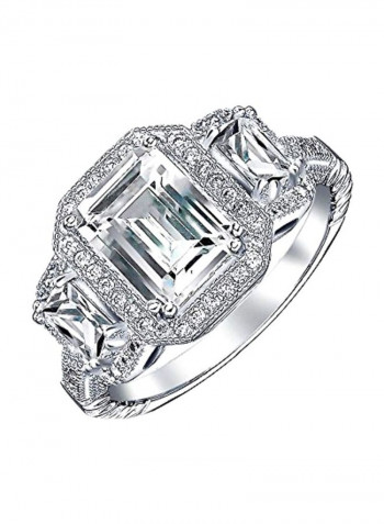 925 Sterling Silver Cubic Zirconia Studded Ring