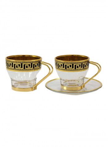 2-Piece Cup And Saucer Set Transparent/Gold