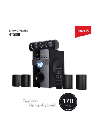 6-Piece 5.1-Channel Bluetooth Home Theater Speaker System HT 5106 Black