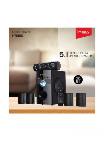 6-Piece 5.1-Channel Bluetooth Home Theater Speaker System HT 5106 Black