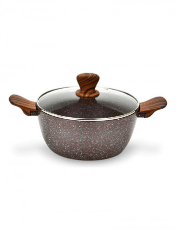 7-Piece Cookware Set Royal Chocolate Brown/Clear Casserole With Glass Lid 20x10.5 cm, Casserole With Glass Lid 24x11.5 cm, Shallow Pot With Glass Lid 26x7.7 cm, Frying Pan 26x5.2cm