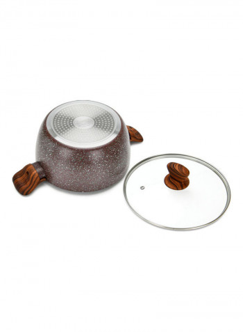 7-Piece Cookware Set Royal Chocolate Brown/Clear Casserole With Glass Lid 20x10.5 cm, Casserole With Glass Lid 24x11.5 cm, Shallow Pot With Glass Lid 26x7.7 cm, Frying Pan 26x5.2cm