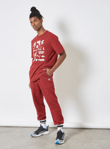 Downtown French Terry Sweatpants Red