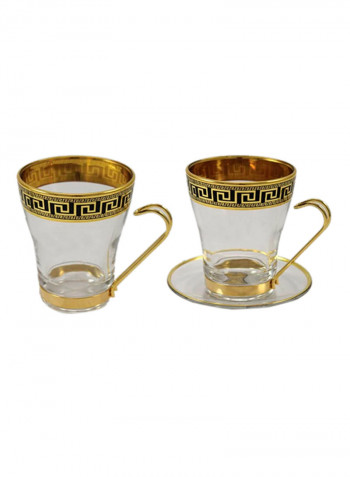 2-Piece Cup And Saucer Set Transparent/Gold