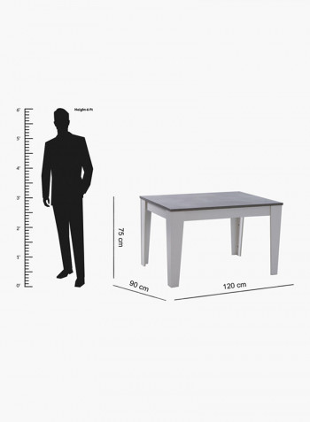 Sydney 4 Seater Dining Table White/Grey 75x90x120centimeter