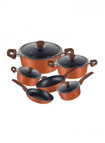 10-Piece Forged Aluminum Cookware Set Orange