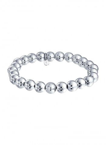 925 Sterling Silver Bead Ball Strand Stretch Bracelet
