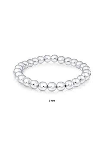 925 Sterling Silver Bead Ball Strand Stretch Bracelet