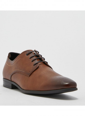 Toe Cap Lace Up Oxford Shoes Brown