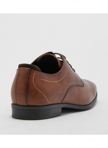 Toe Cap Lace Up Oxford Shoes Brown