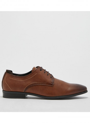 Toe Cap Lace Up Oxford Shoes Brown