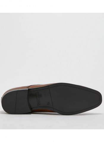 Toe Cap Lace Up Oxford Shoes Brown