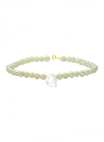 18 Karat Gold Pearls Strand Letter Q Bracelet