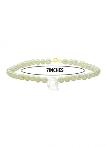 18 Karat Gold Pearls Strand Letter Q Bracelet