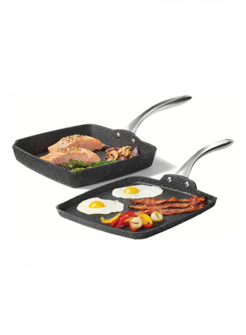 The Rock Grilling Pan And Griddle Pan Set Black 54cm