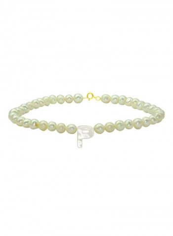 18 Karat Gold Pearls Strand Letter P Bracelet