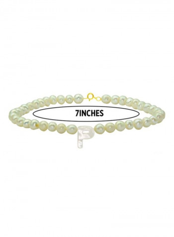 18 Karat Gold Pearls Strand Letter P Bracelet