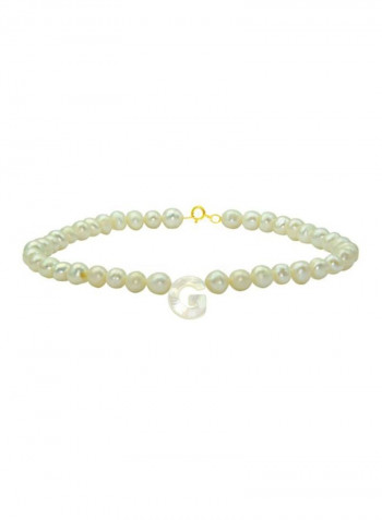 18 Karat Gold Pearls Strand Letter G Bracelet