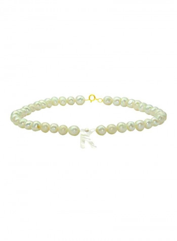 18 Karat Gold Pearls Strand Letter K Bracelet
