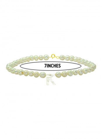 18 Karat Gold Pearls Strand Letter K Bracelet