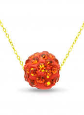 18 Karat Solid Yellow Gold Simple 10 mm Crystal Ball Pendant Necklace