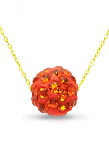 18 Karat Solid Yellow Gold Simple 10 mm Crystal Ball Pendant Necklace