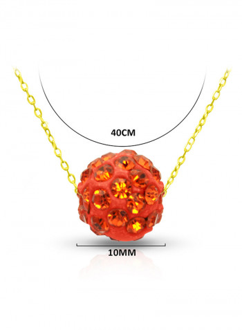 18 Karat Solid Yellow Gold Simple 10 mm Crystal Ball Pendant Necklace