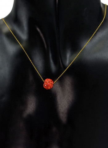 18 Karat Solid Yellow Gold Simple 10 mm Crystal Ball Pendant Necklace