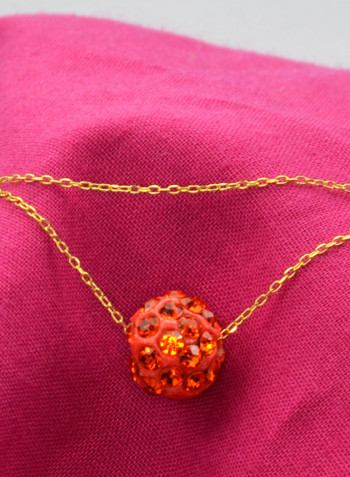 18 Karat Solid Yellow Gold Simple 10 mm Crystal Ball Pendant Necklace