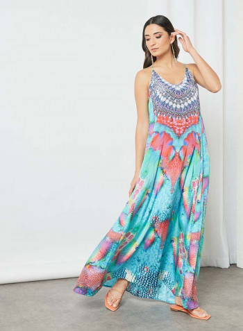 All Over Printed Maxi Dress Mutlicolour