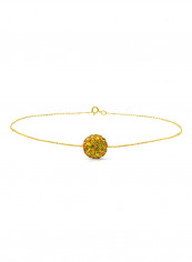 18 Karat Solid Yellow Gold Simple 10 mm Crystal Ball Chain Bracelet