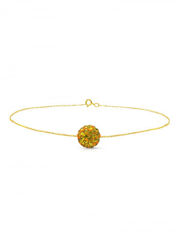 18 Karat Solid Yellow Gold Simple 10 mm Crystal Ball Chain Bracelet