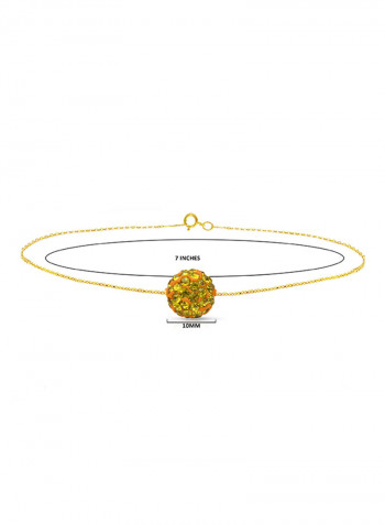 18 Karat Solid Yellow Gold Simple 10 mm Crystal Ball Chain Bracelet