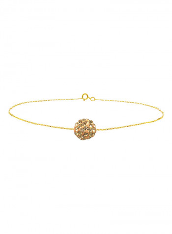 18 Karat Solid Yellow Gold Simple 10 mm Crystal Ball Chain Bracelet