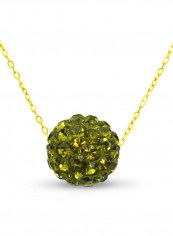 18 Karat Solid Yellow Gold Simple 10 mm Crystal Ball Pendant Necklace