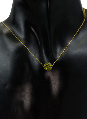 18 Karat Solid Yellow Gold Simple 10 mm Crystal Ball Pendant Necklace