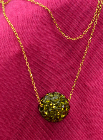 18 Karat Solid Yellow Gold Simple 10 mm Crystal Ball Pendant Necklace