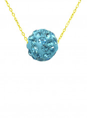 18 Karat Solid Yellow Gold Simple 10 mm Crystal Ball Pendant Necklace