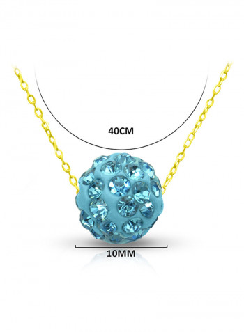 18 Karat Solid Yellow Gold Simple 10 mm Crystal Ball Pendant Necklace