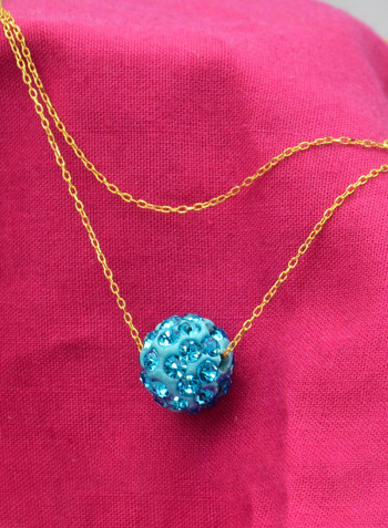 18 Karat Solid Yellow Gold Simple 10 mm Crystal Ball Pendant Necklace