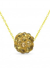 18 Karat Solid Yellow Gold Simple 10 mm Crystal Ball Pendant Necklace