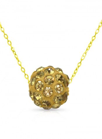 18 Karat Solid Yellow Gold Simple 10 mm Crystal Ball Pendant Necklace