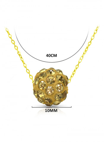 18 Karat Solid Yellow Gold Simple 10 mm Crystal Ball Pendant Necklace