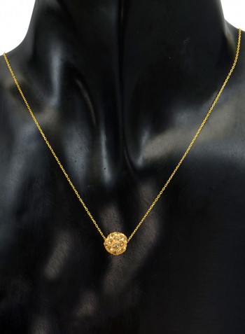 18 Karat Solid Yellow Gold Simple 10 mm Crystal Ball Pendant Necklace