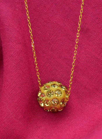18 Karat Solid Yellow Gold Simple 10 mm Crystal Ball Pendant Necklace