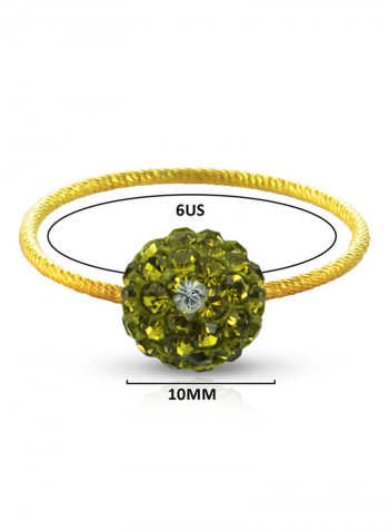 18 Karat Solid Yellow Gold Simple 10 mm Crystal Ball Ring