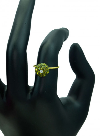 18 Karat Solid Yellow Gold Simple 10 mm Crystal Ball Ring