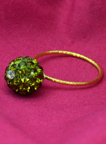 18 Karat Solid Yellow Gold Simple 10 mm Crystal Ball Ring