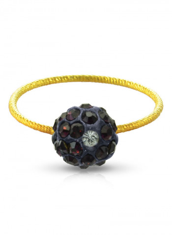 18 Karat Solid Yellow Gold Simple 10 mm Crystal Ball Ring